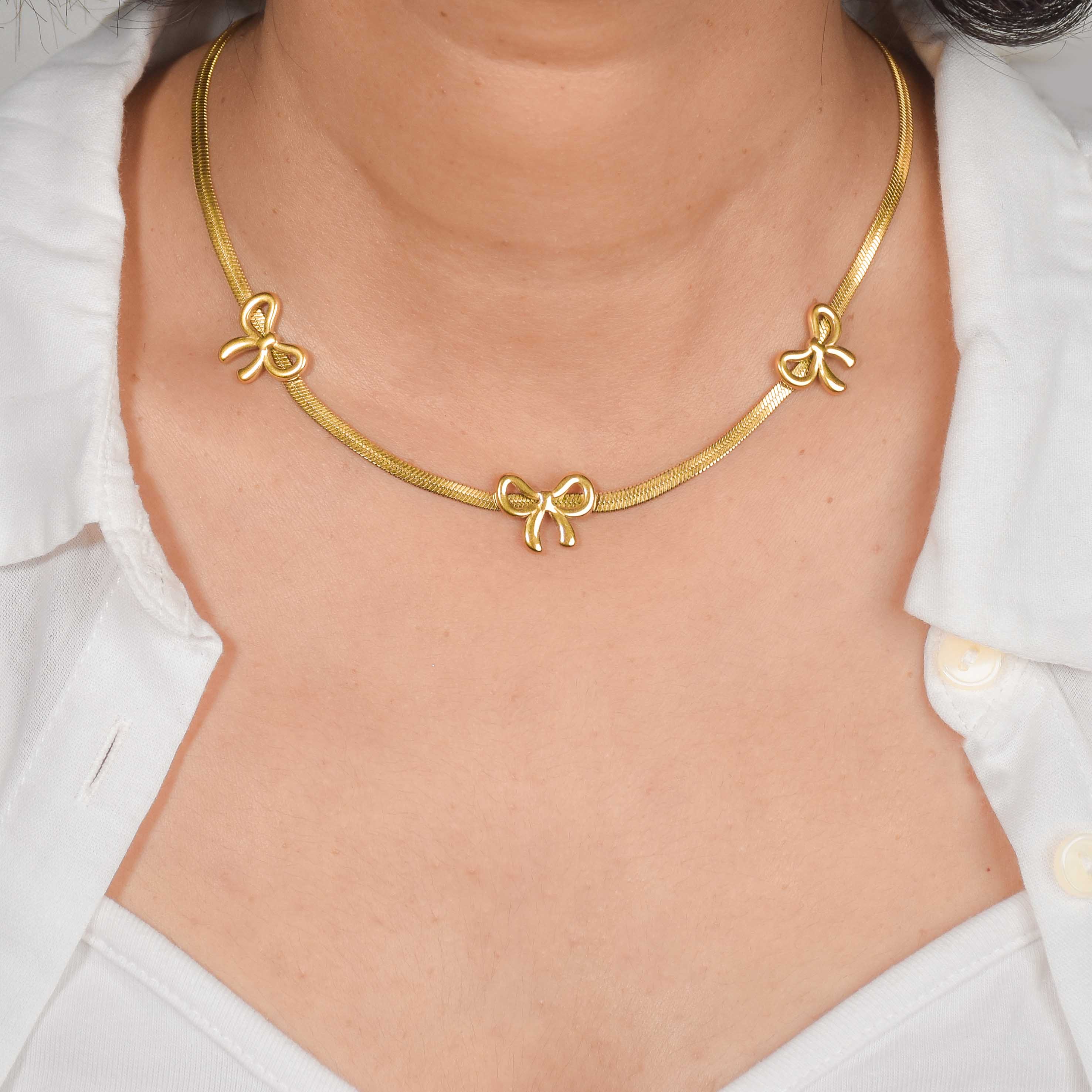 Gold Bow Necklace