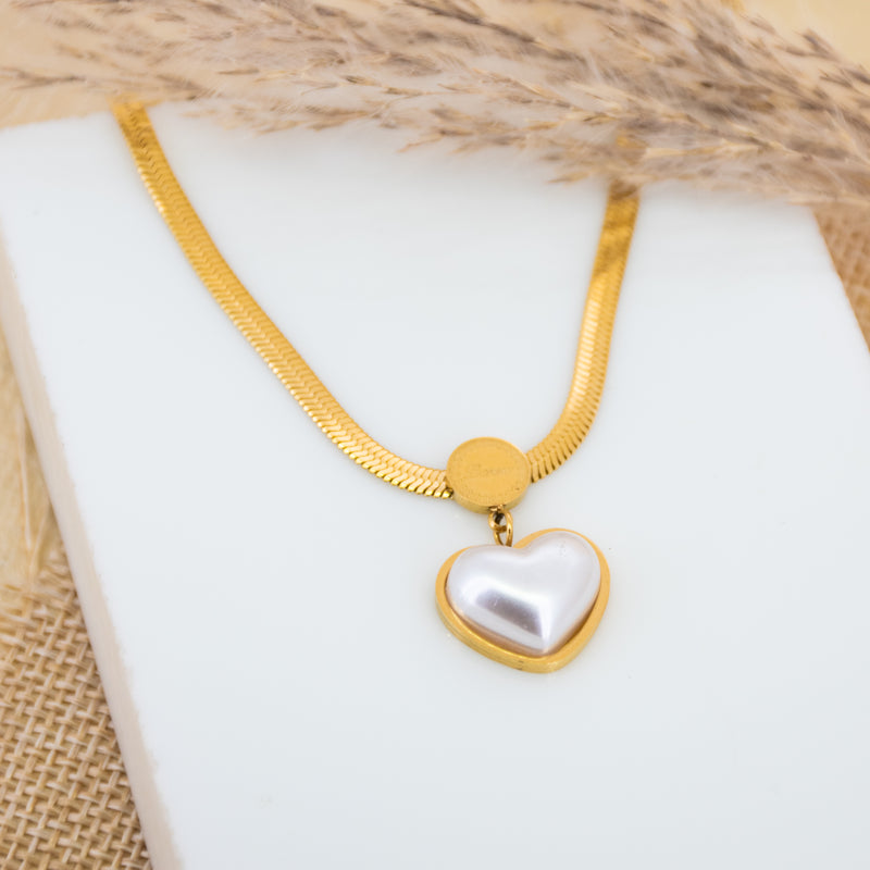 Dangling Heart Herringbone Necklace