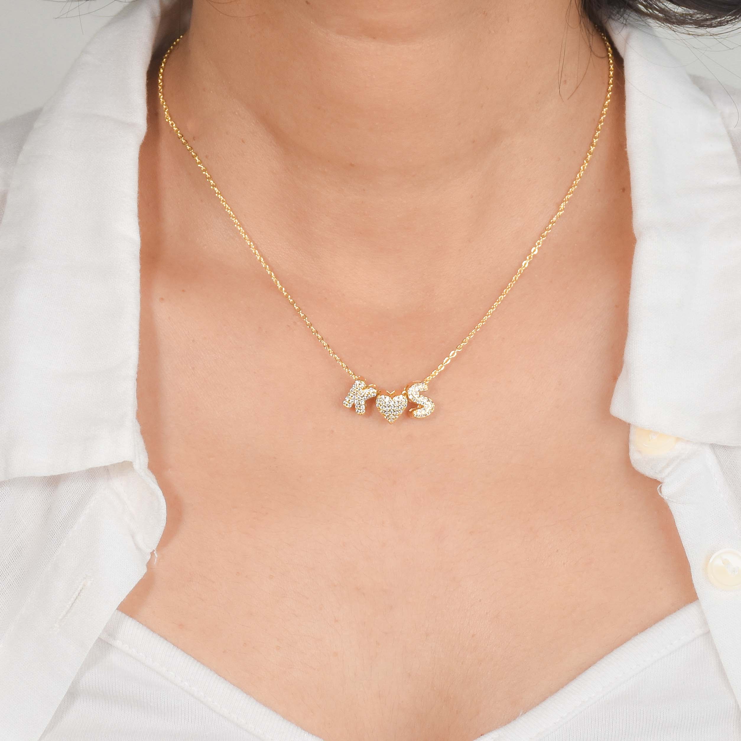 Couple Initial Necklace | Personalised Love Pendant with Heart Charm