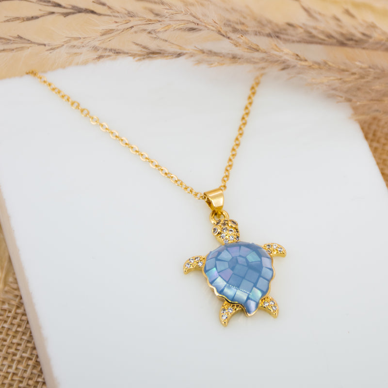 Cute Blue Turtle Necklace