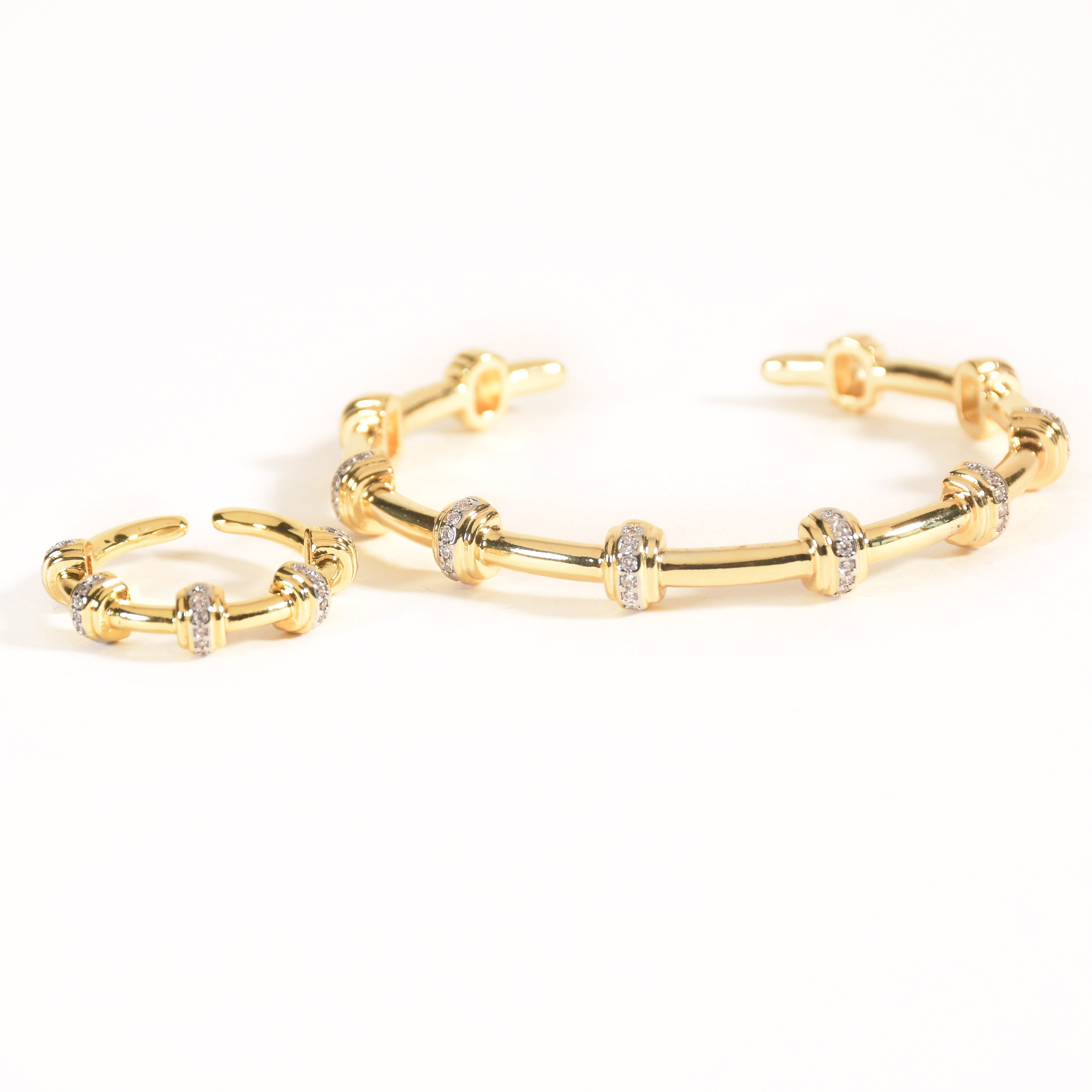 Rhinestone Node Bangle & Ring Set