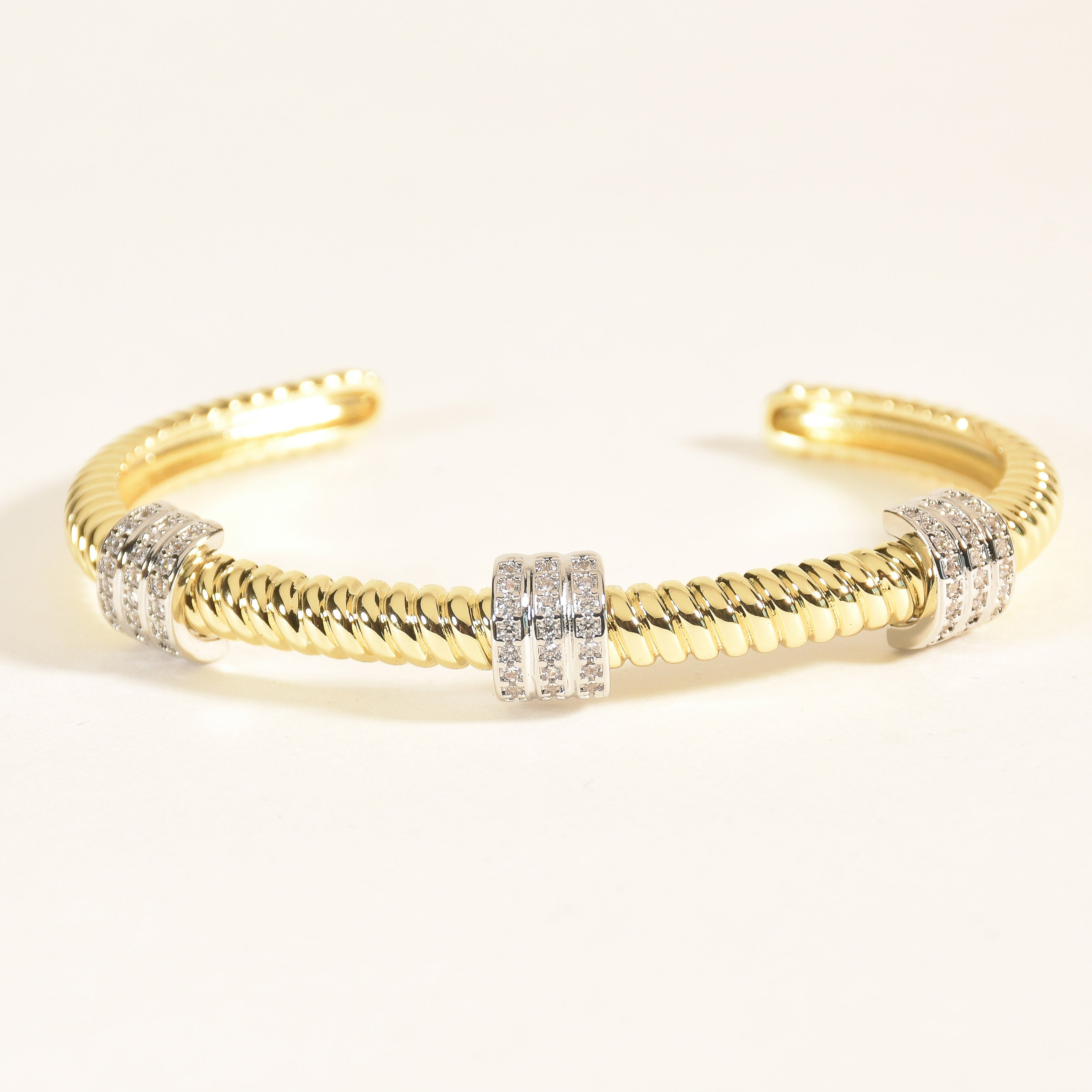 Gilded Twisted Bangle & Ring Set