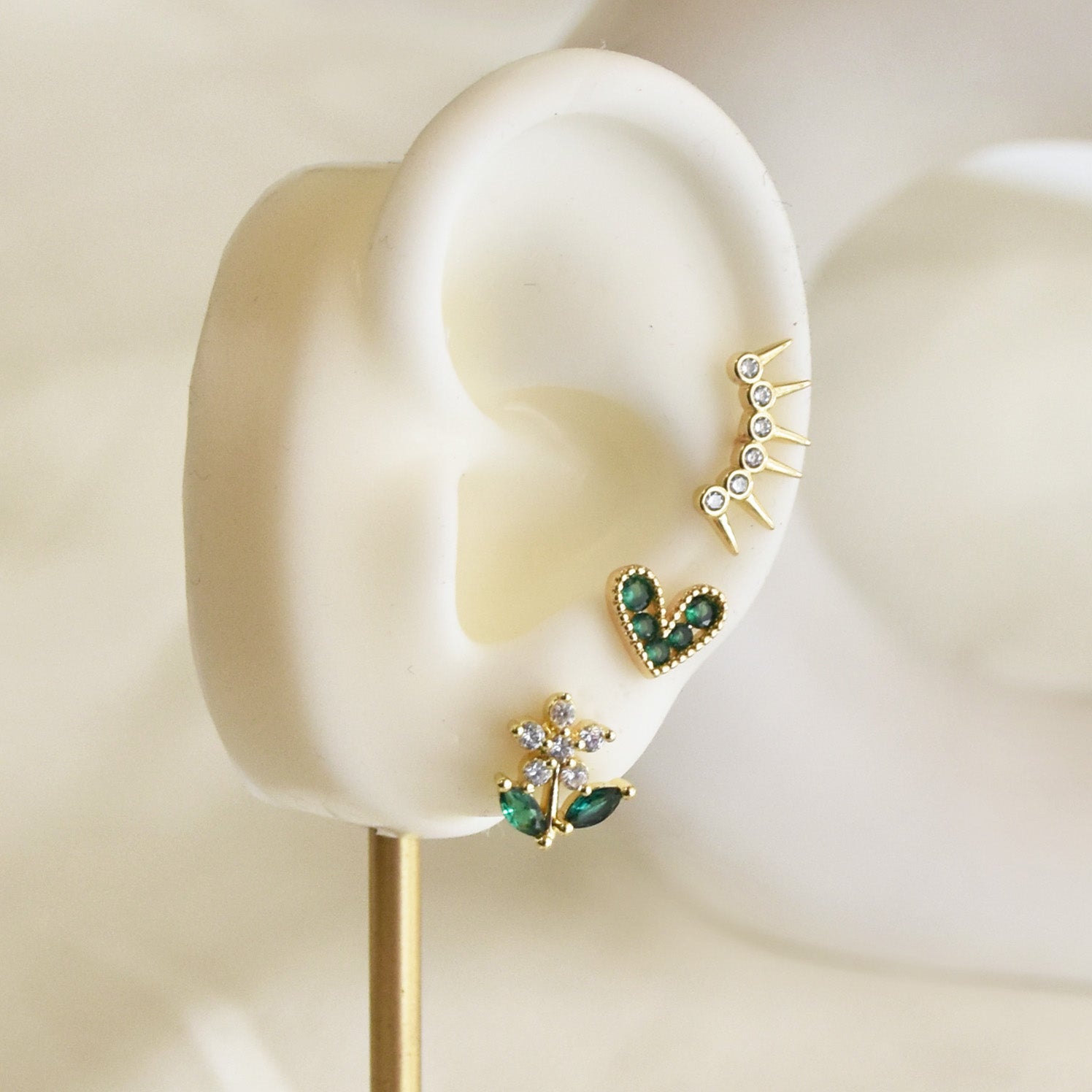 Mix floral Emerald Earring Set