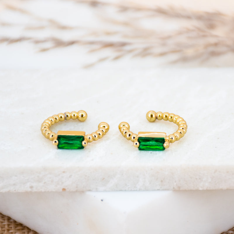 Delight Emerald Stone Ear Cuffs