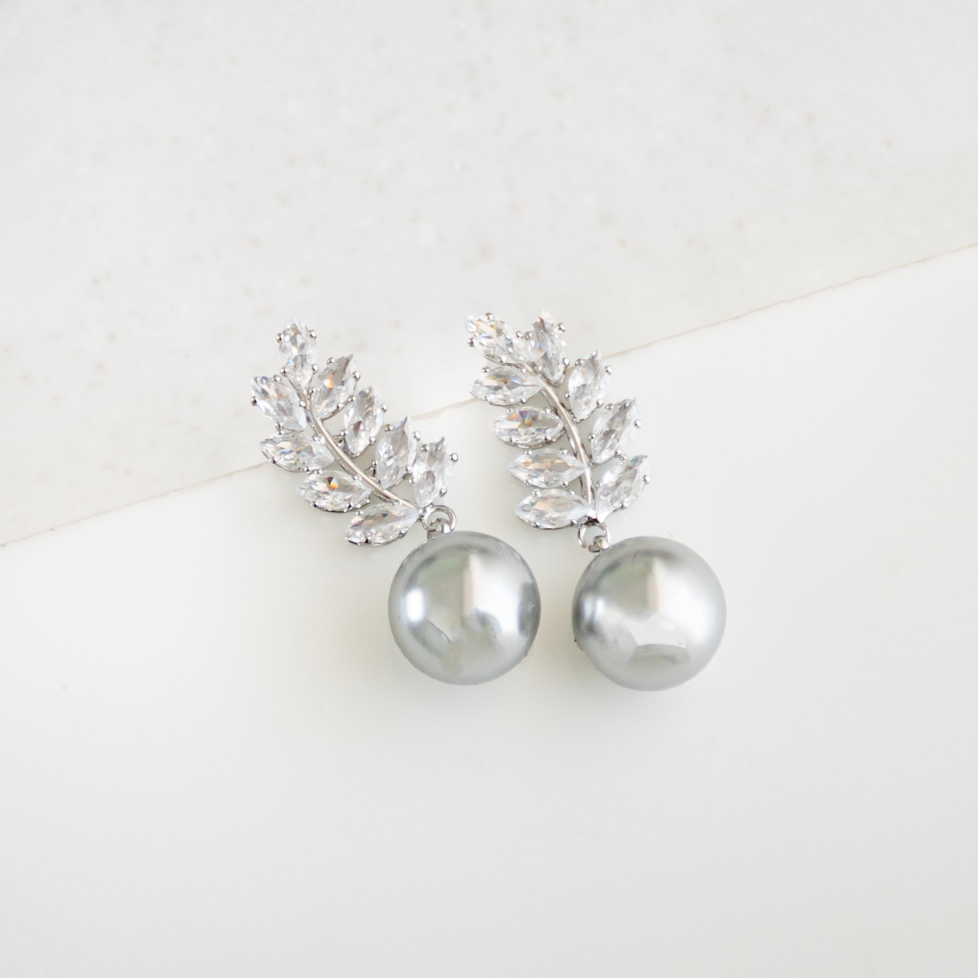 Leaf Pearl Drop Earrings