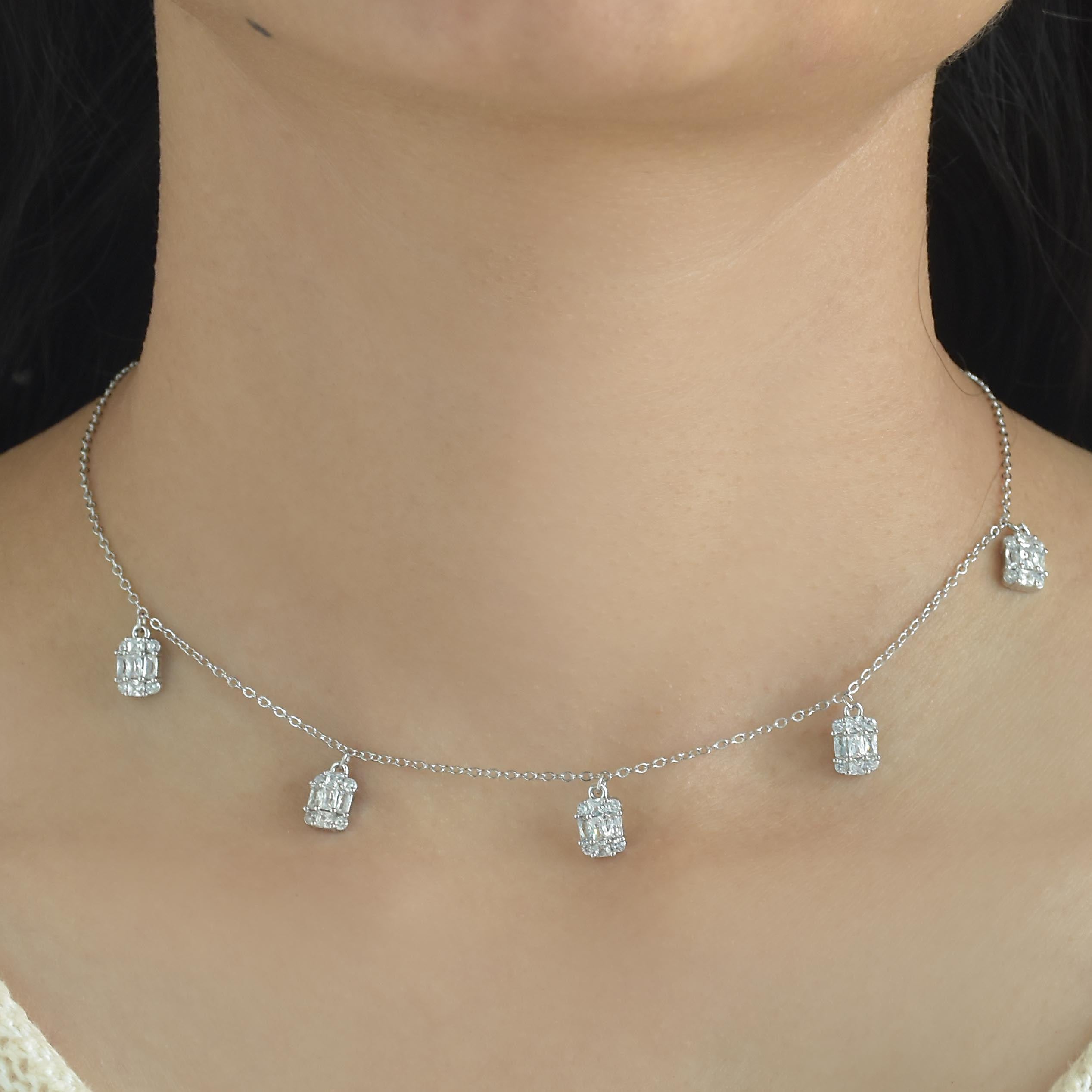 Dainty Rectangular Stone Necklace Gift Set