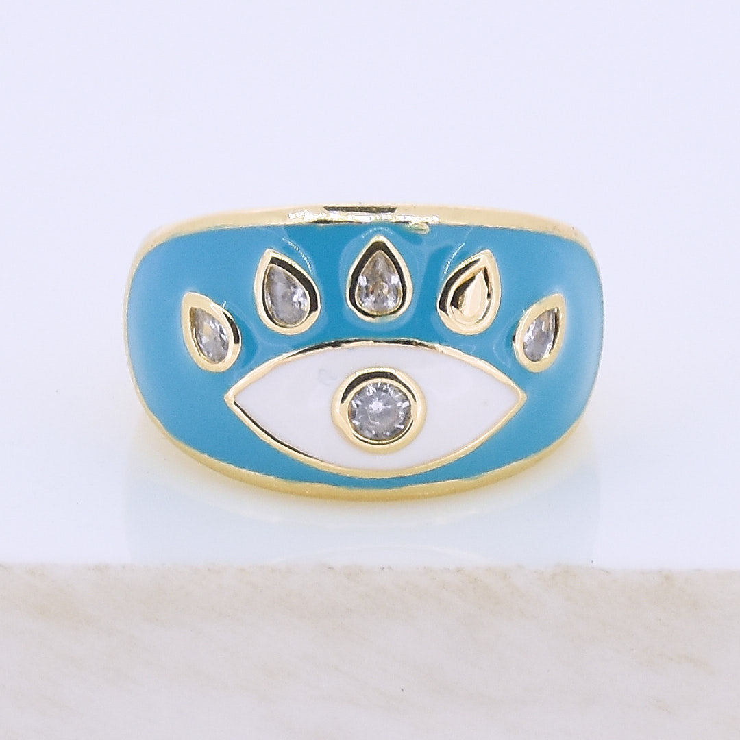 Studded Evil Eye Ring