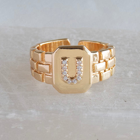 Diamond Initial  Studded Ring