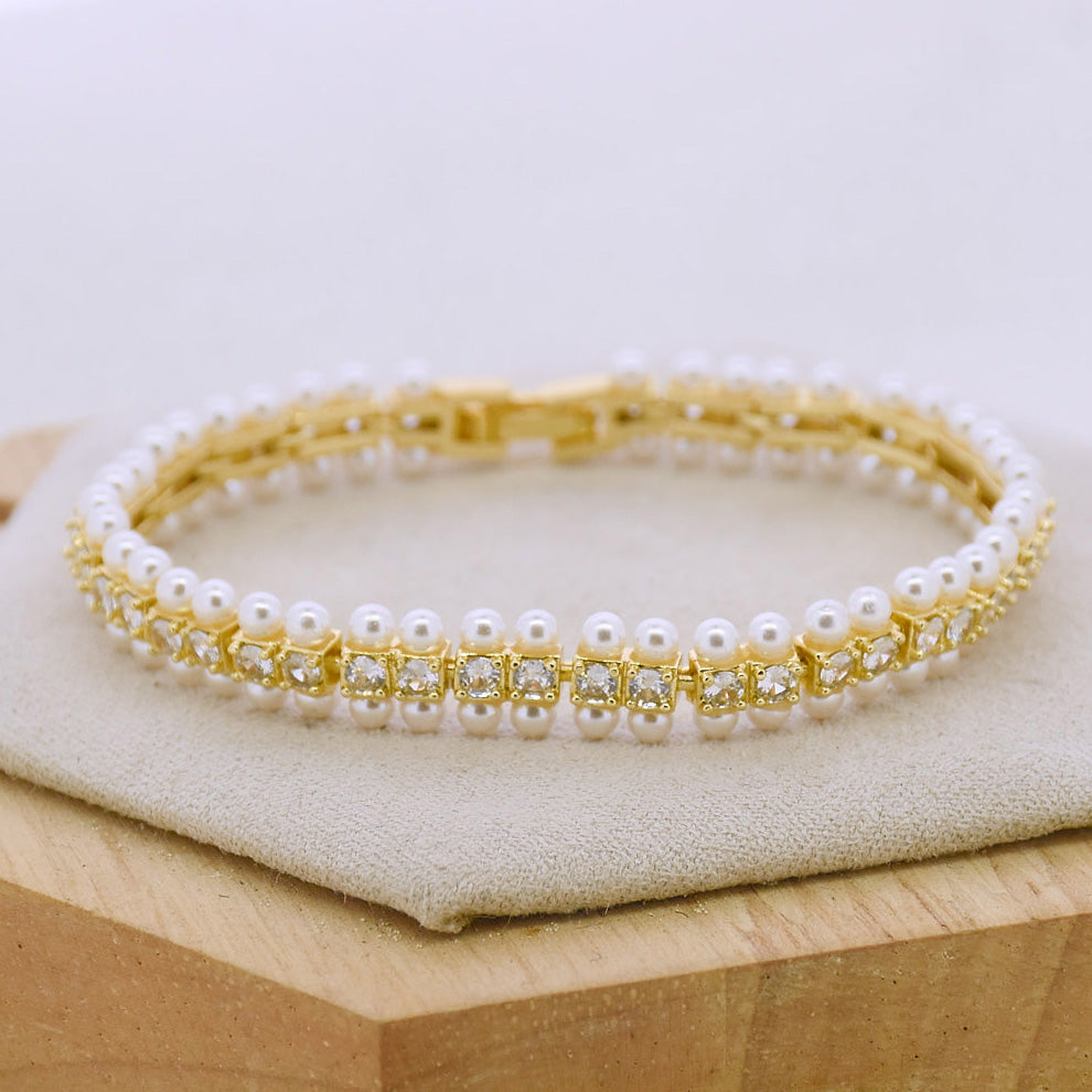 Pearl Diamond Tennis Bracelet