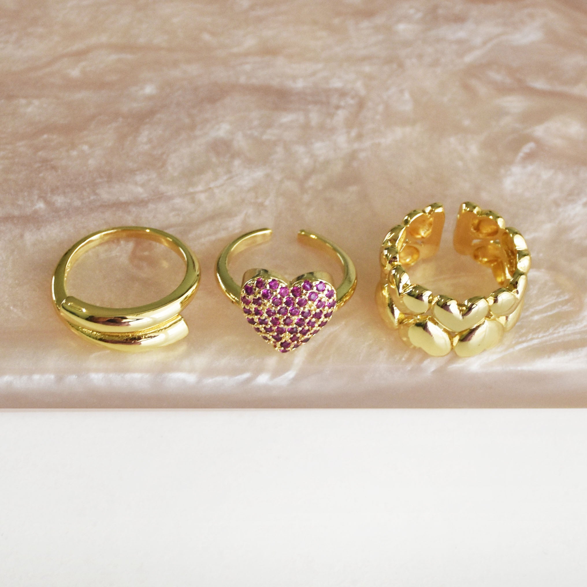 Chunky Heart Shaped Ring Stac