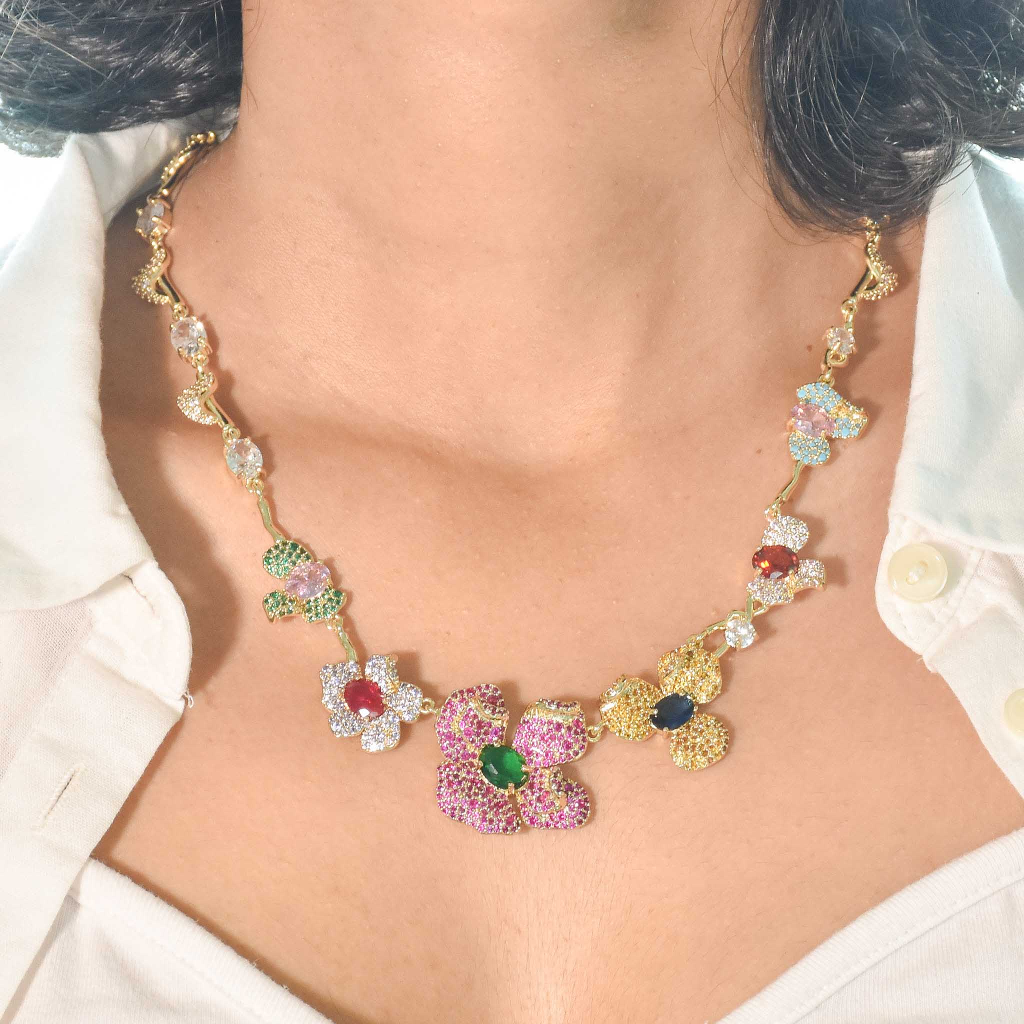 Jeweled Garden Bloom Necklace Set