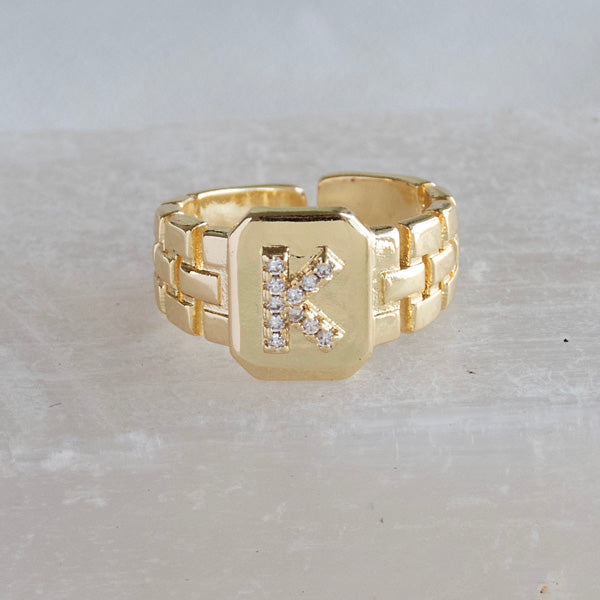 Diamond Initial  Studded Ring