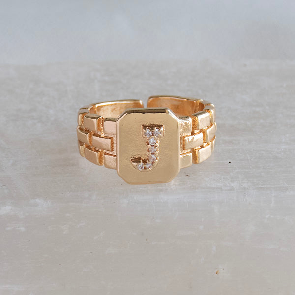 Diamond Initial  Studded Ring