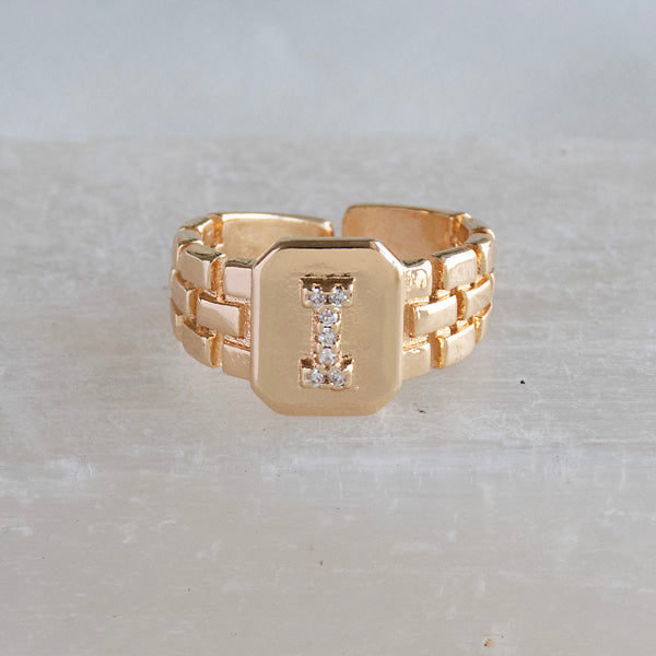 Diamond Initial  Studded Ring