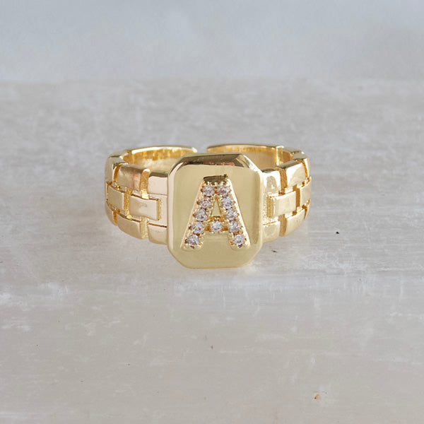 Diamond Initial  Studded Ring