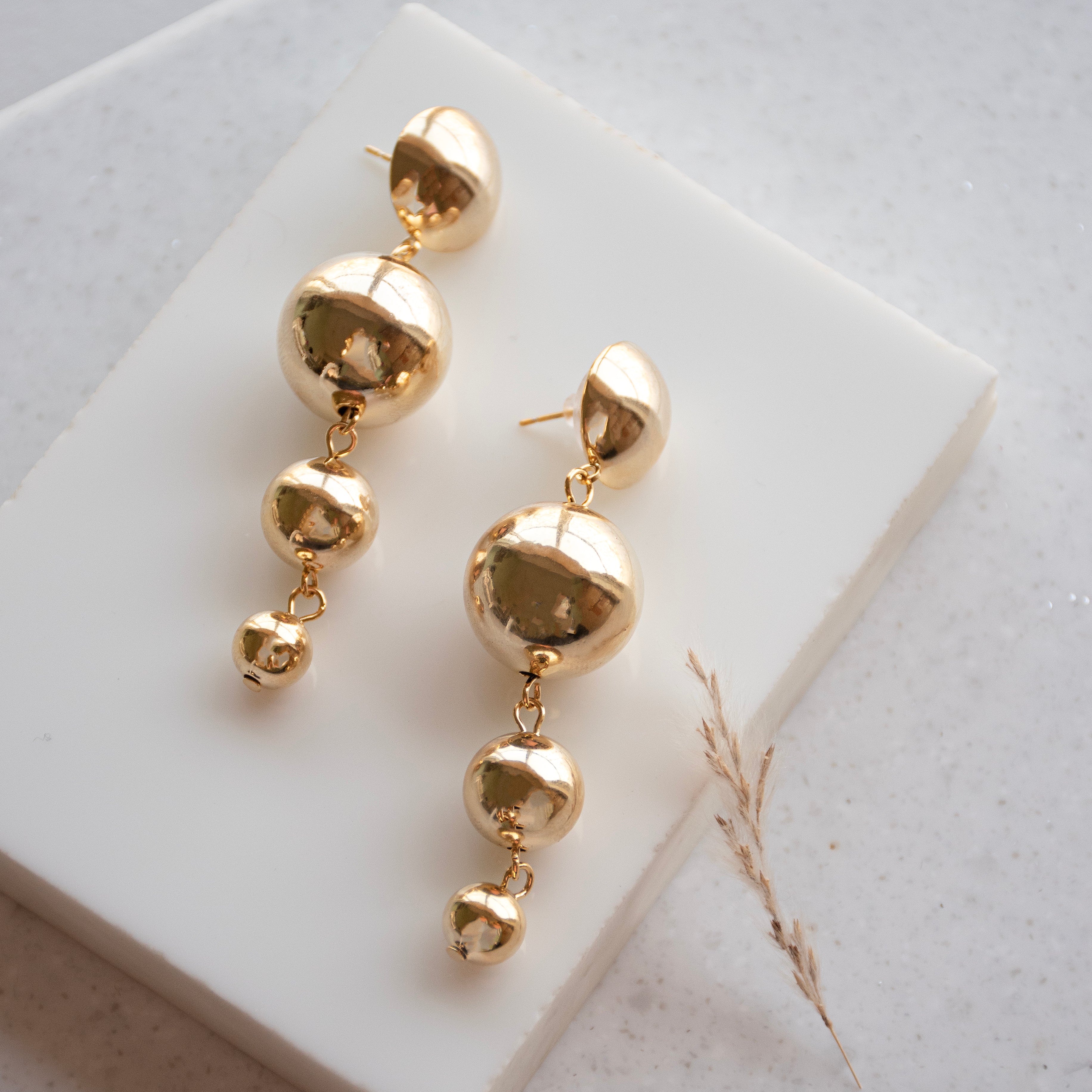Golden Ball Tassel Earrings