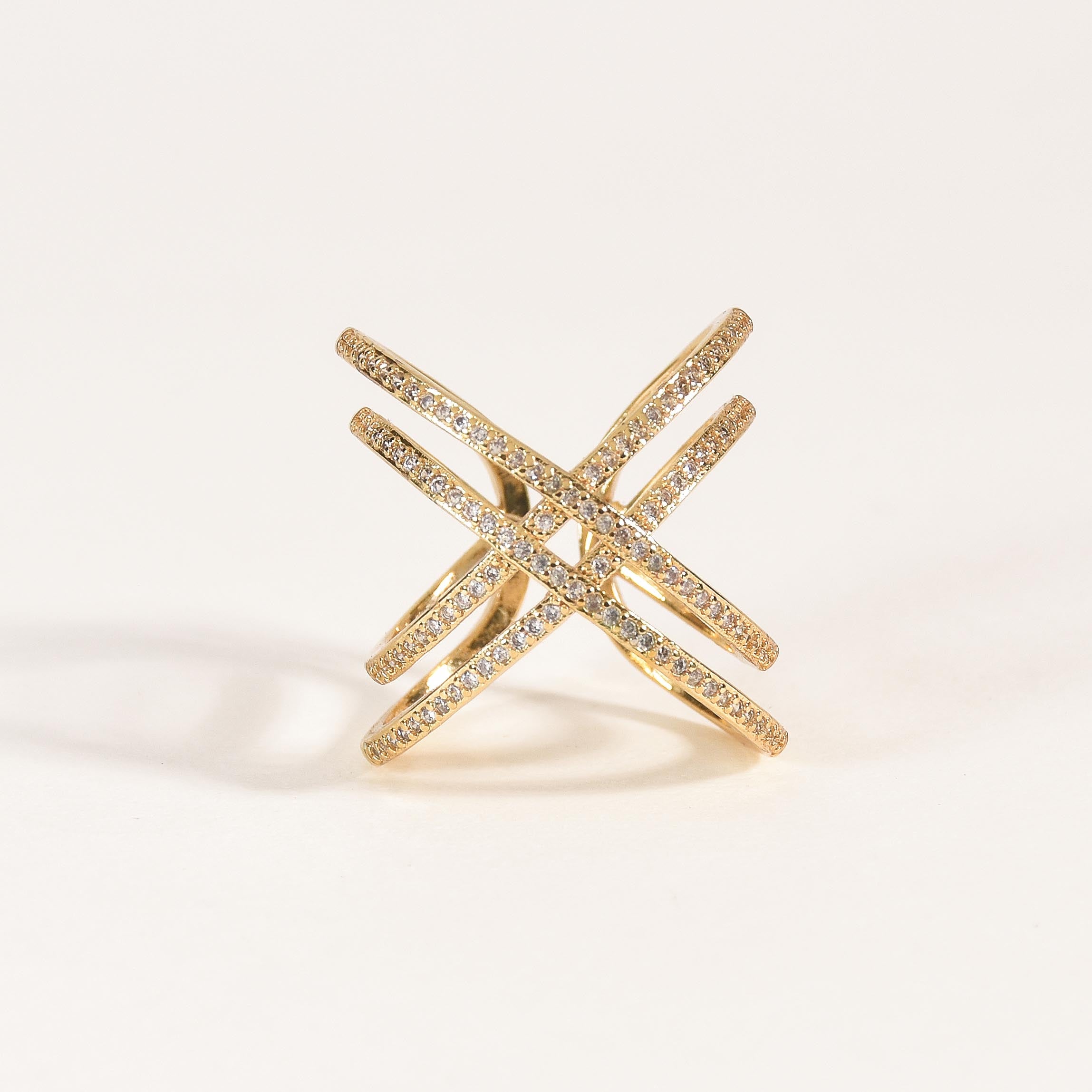 Double Line Criss Cross Ring