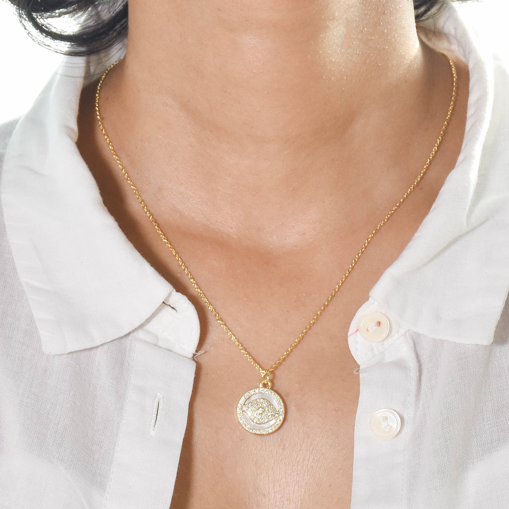 Gleaming Evil Eye Necklace