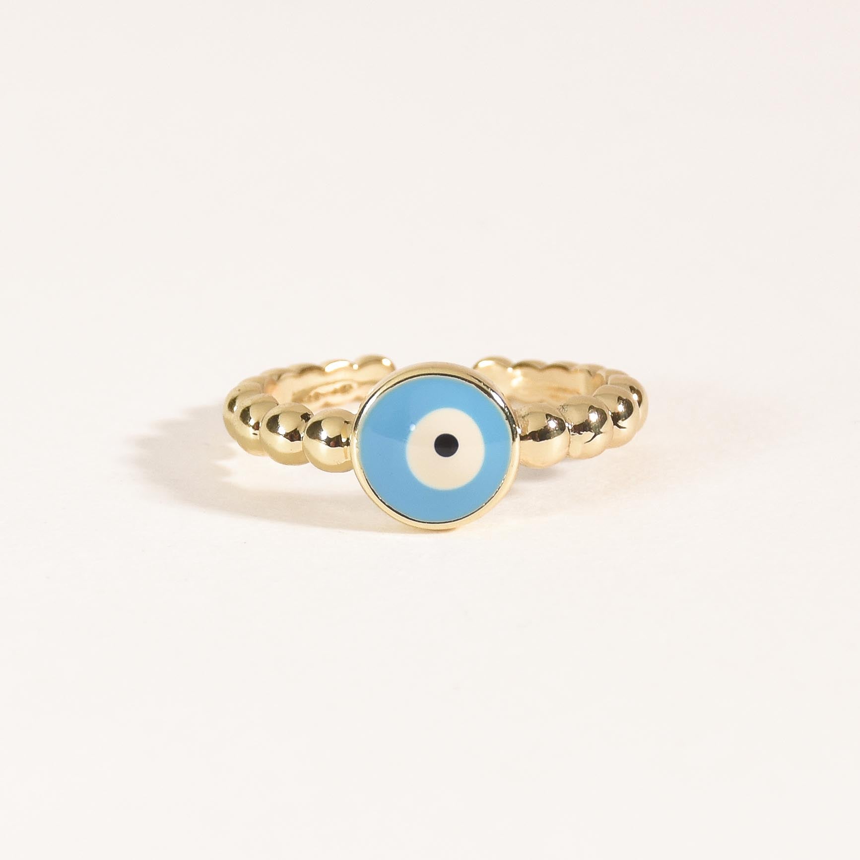 Sky Blue Round Evil Eye Ring