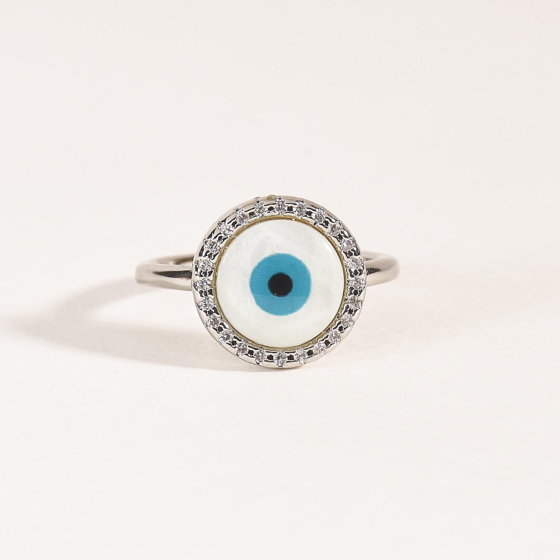 Round Studded Evil Eye Ring