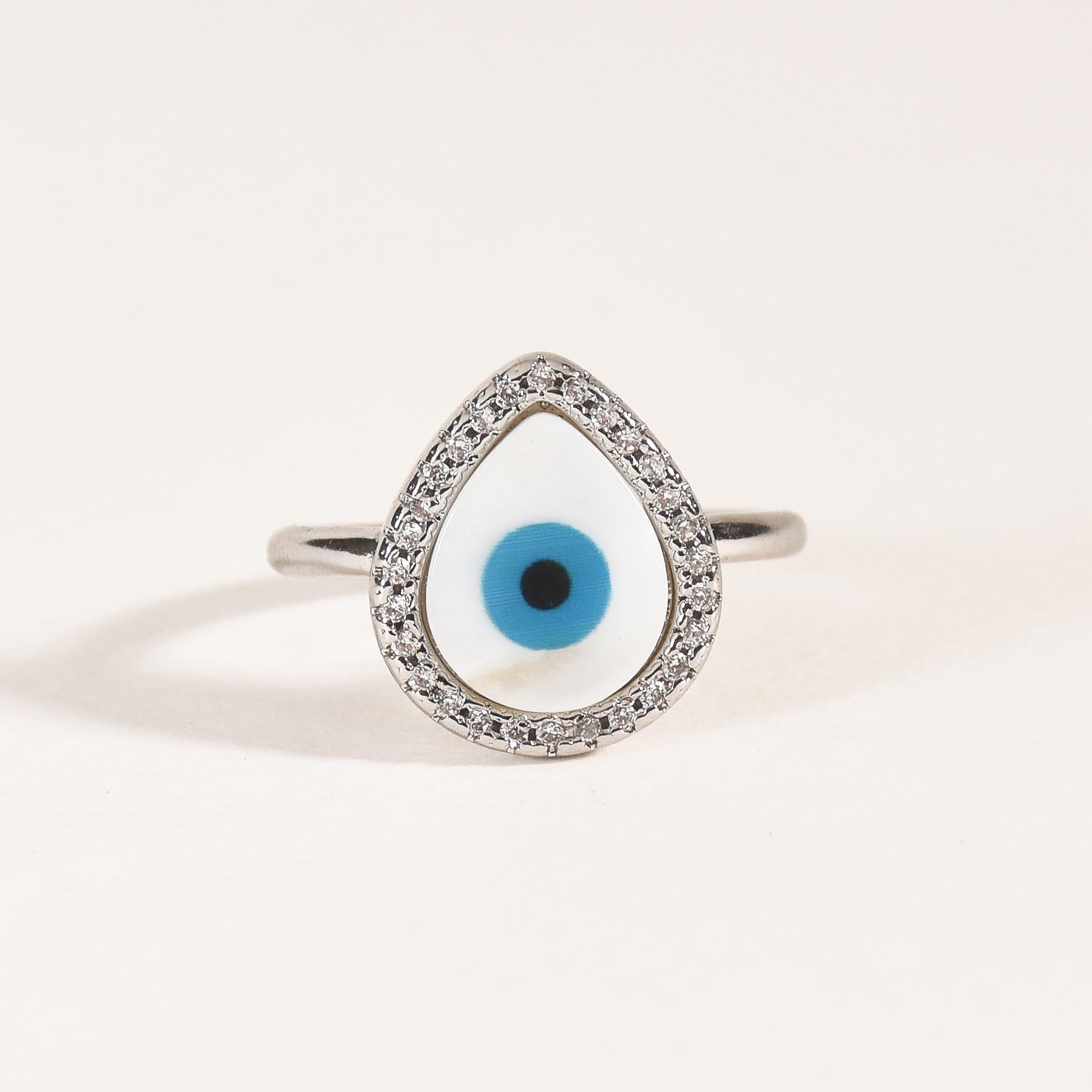 Pear Studded Evil Eye Ring