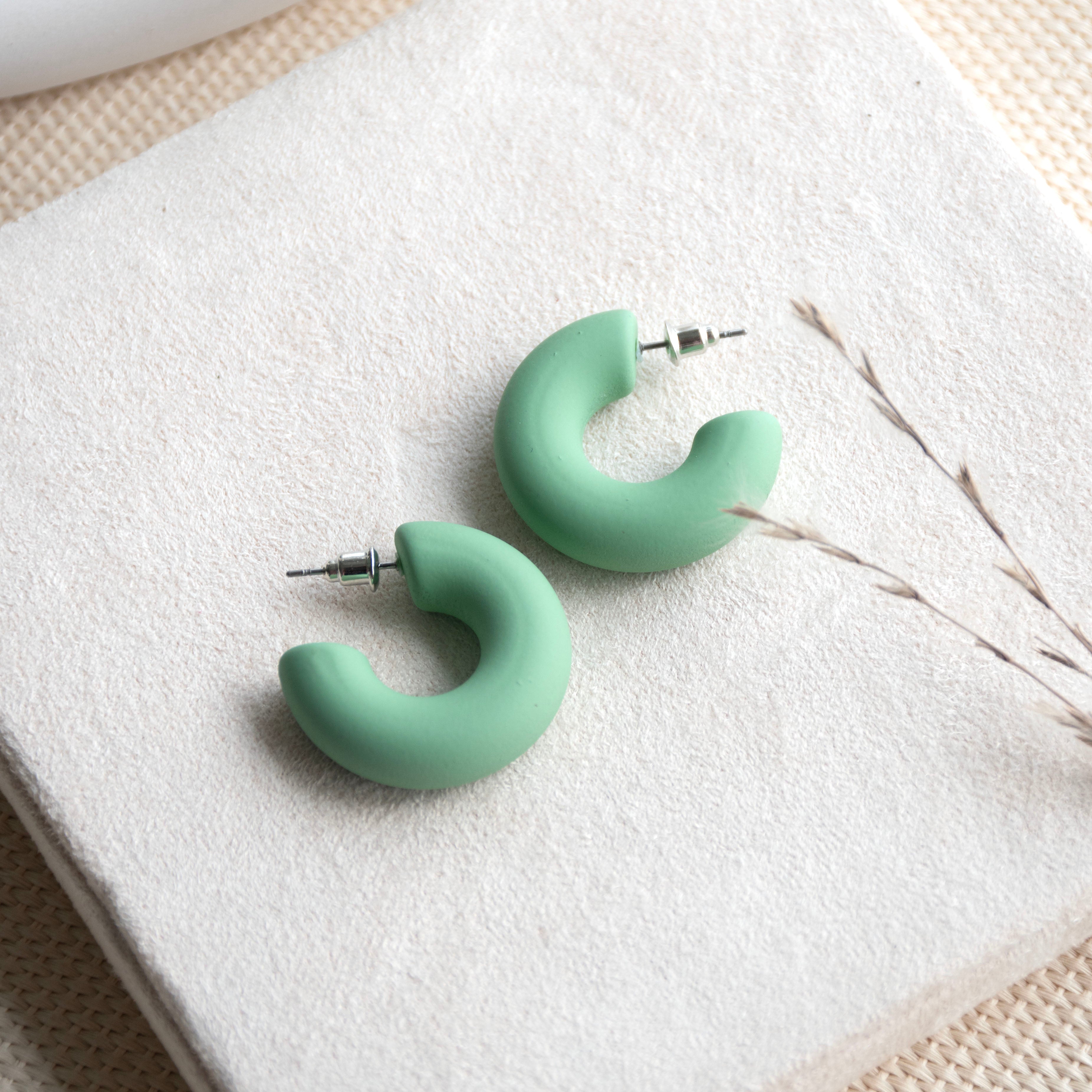 Green Blush Hoop Earrings