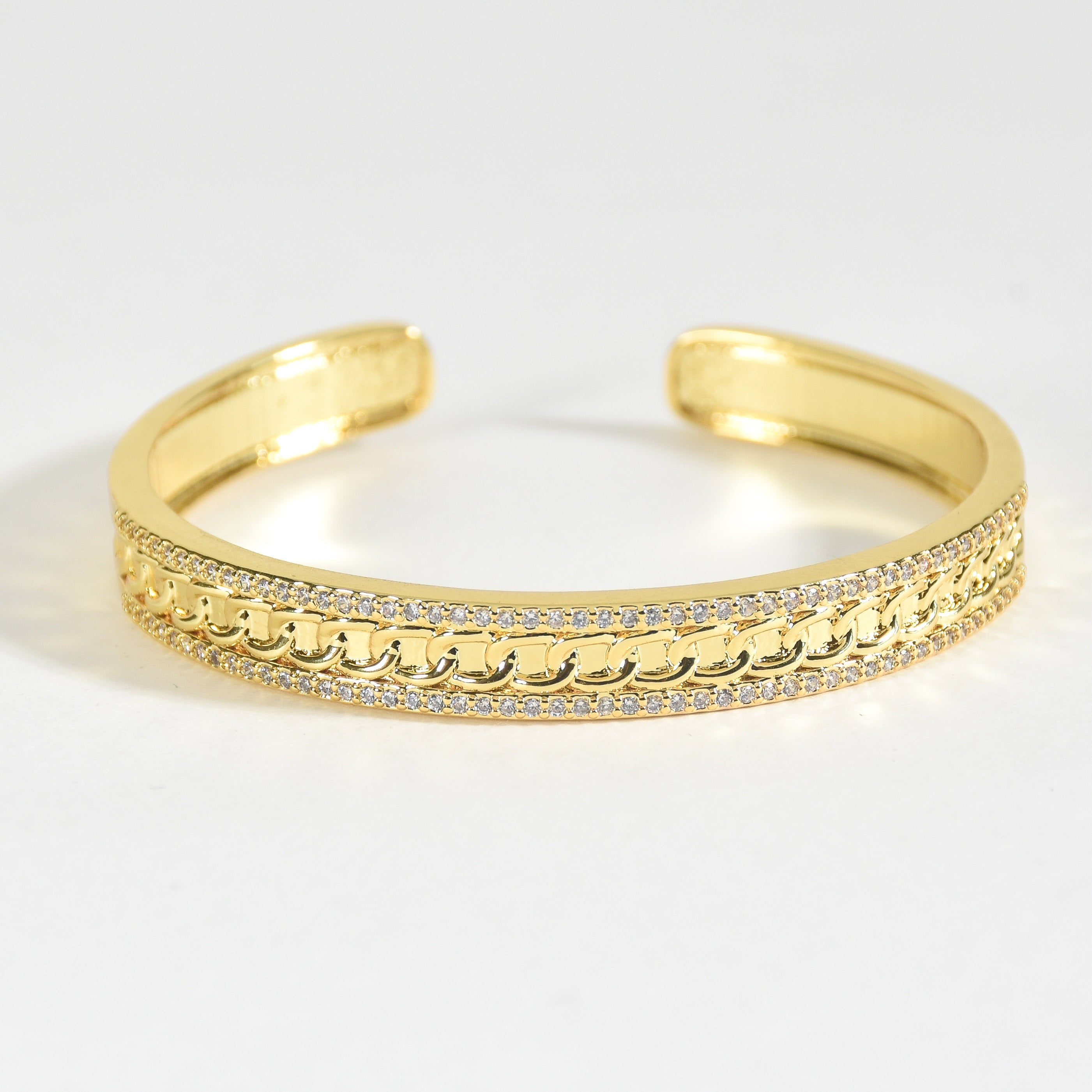 Studded Link Thin Cuff Bangle