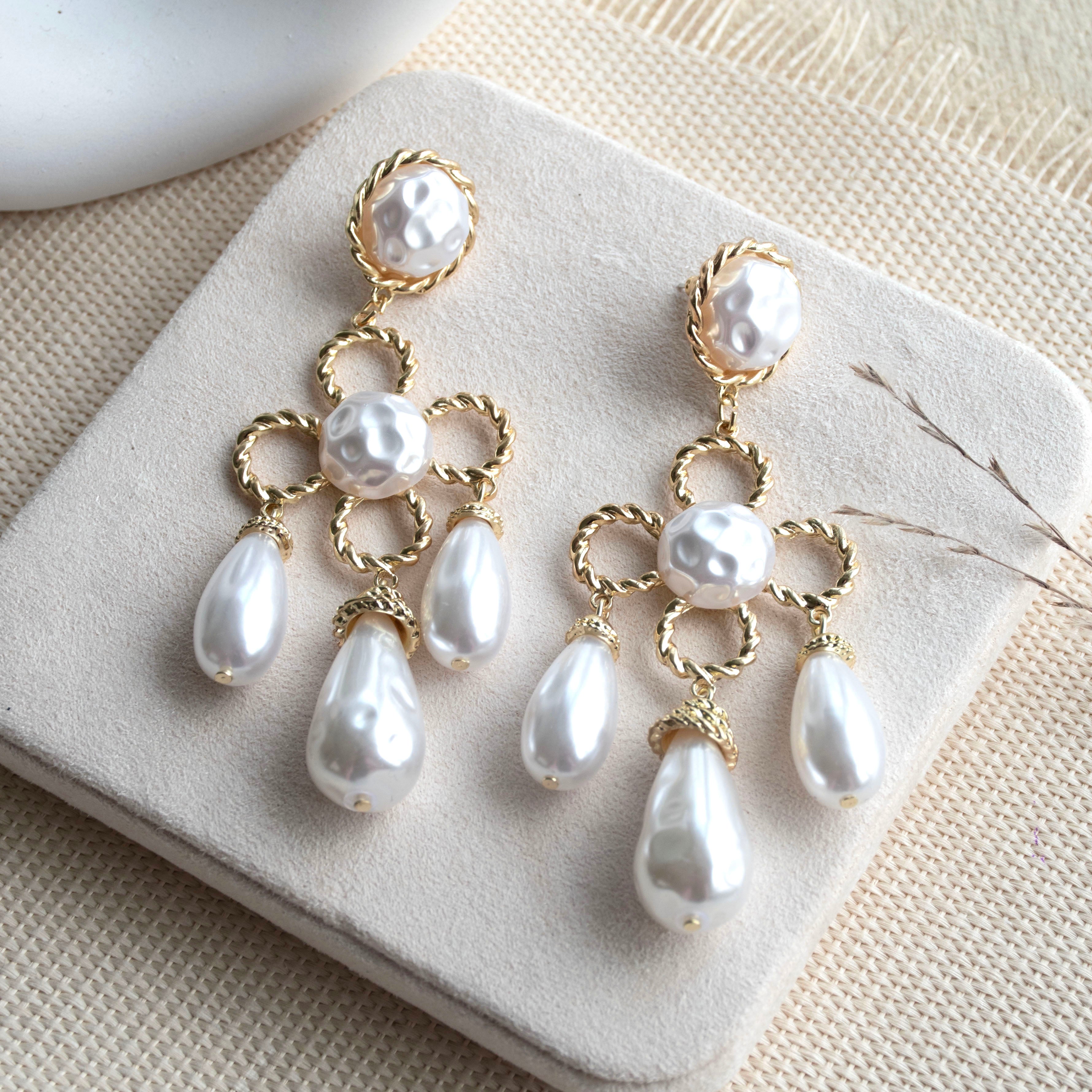 Baroque Pearl Drop Statement Earrings