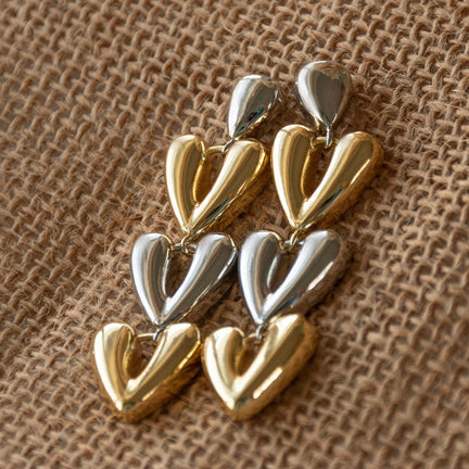 Triple Heart Statement Earrings