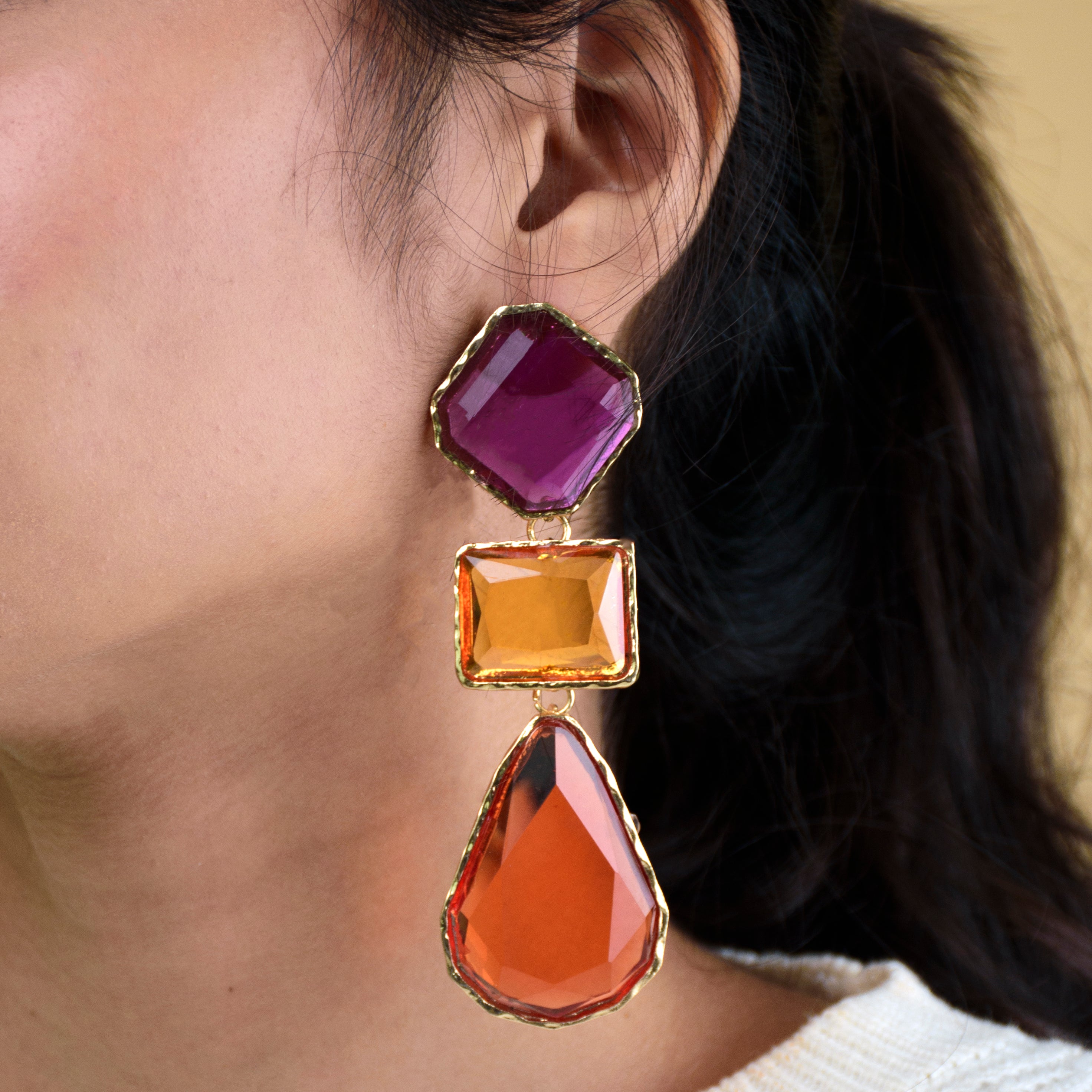 Multi-Hued Crystal Statement Earrings