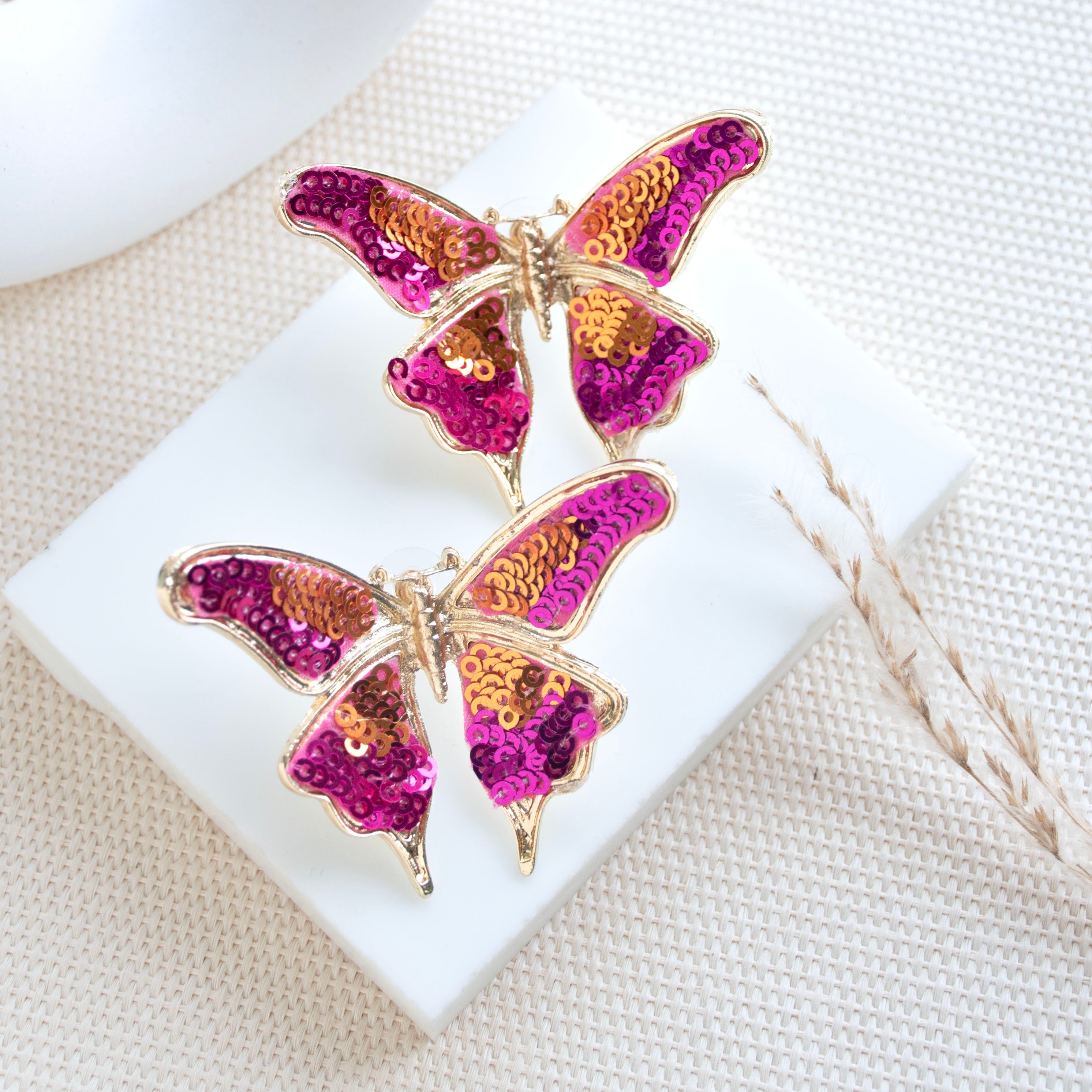 Sweet Pink Butterfly Earrings