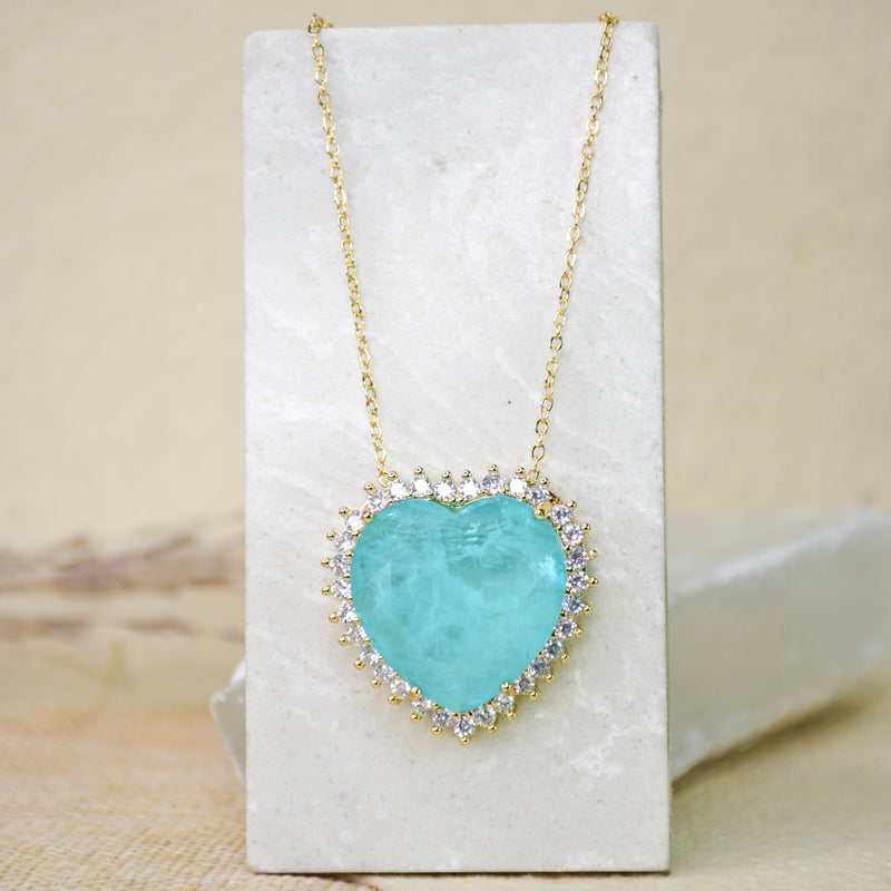 Turquoise Heart Studded  Necklace
