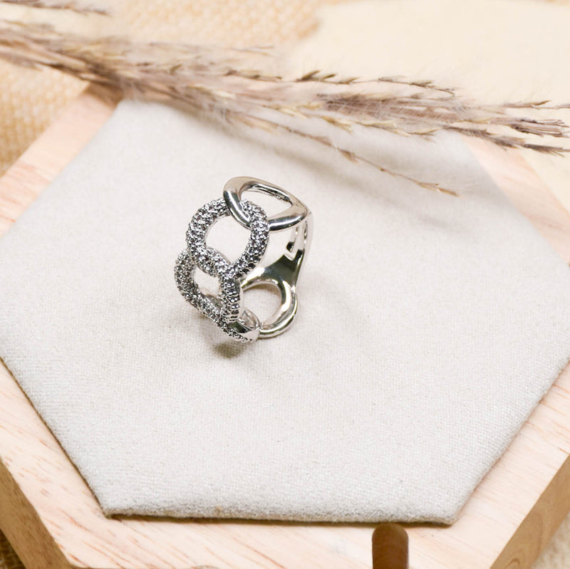 Studded Silver Link Ring