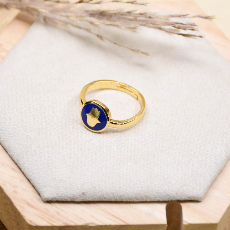 Navy Blue Hamsa Ring