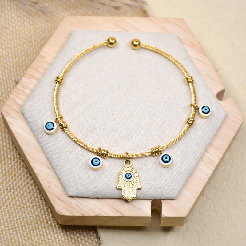 Evil Eye Hamsa Charm Bangle