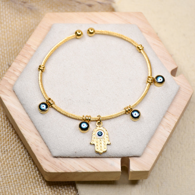 Evil Eye Hamsa Charm Bangle