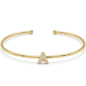 Dainity Initial Bangle | Anti-tarnish  | Adjustable