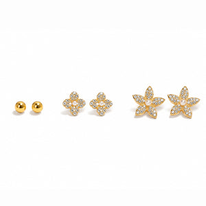 Daisy Pearl Earring Stack | Anti-tarnish