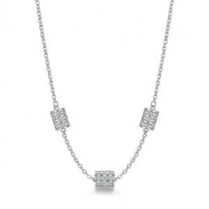Diamond Barrel 925 Sterling Silver Necklace