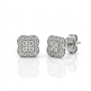 Diamond Clover Stud 925 Sterling Silver Earrings