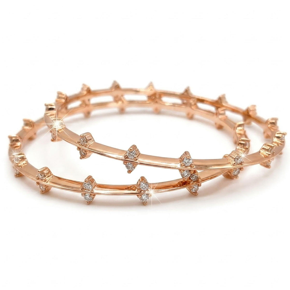 Diamond Crest Bangles featuring sparkling crystal stones in a timeless and elegant design.