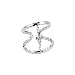 Diamond Dangle Band 925 Sterling Silver Ring