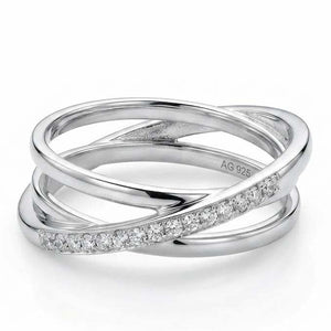 Diamond Infinity Band Weave 925 Sterling Silver Ring