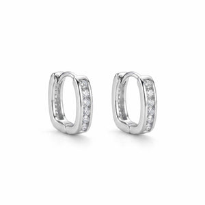 Diamond Line Hoops 925 Sterling Silver Earrings