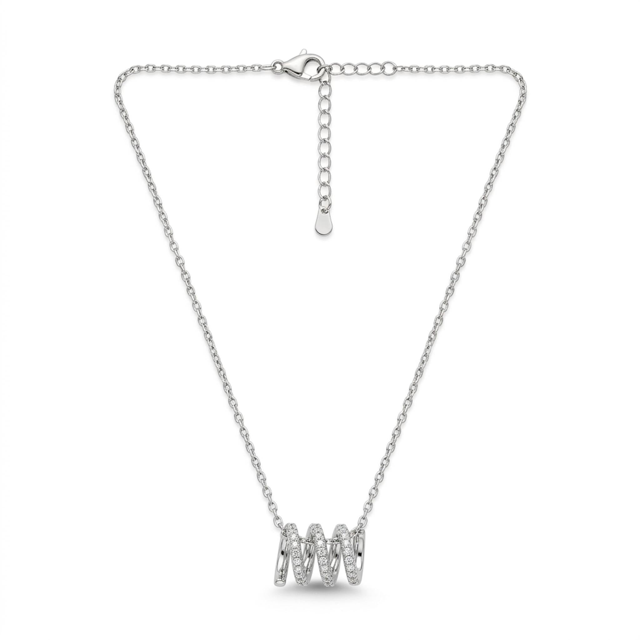 Diamond Swirl 925 sterling silver necklace featuring a sparkling twisted swirl pendant adorned with pave-set crystals on a delicate silver chain