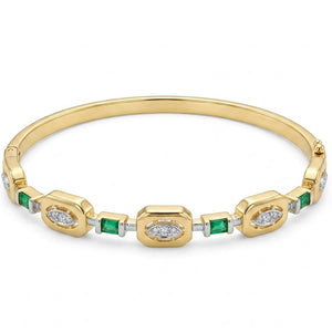 Emerald Crystal Link Bangle | Anti-tarnish | Openable