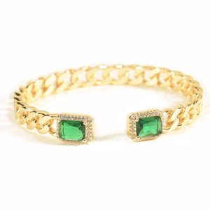 Emerald Loop Bangle | Anti-tarnish | Gold Plated | Openable