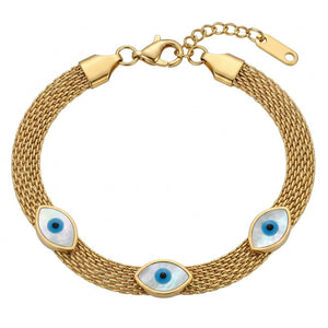 Evil Eye Mesh Bracelet | Anti-tarnish  | Hook & Lock Bracelet