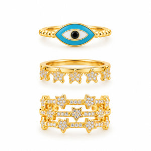 Evil Eye Stardust Ring Stack