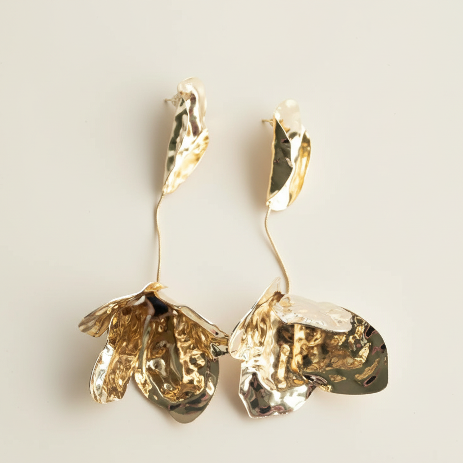 Flower Metal Drop Earrings